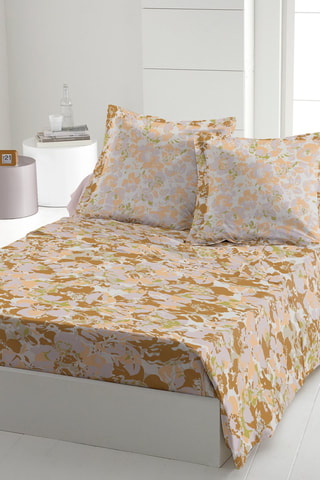 Parure de couette en coton 57 fils/cm² Camouflage - Blanc et ocre