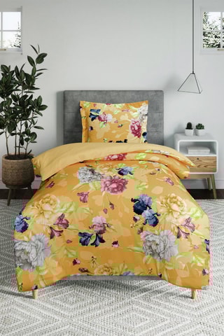 Parure de couette en coton 57 fils/cm²  Fiori - Jaune