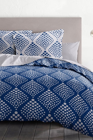 Parure de couette en coton 57 fils/cm² Fibula - Bleu marine et blanc
