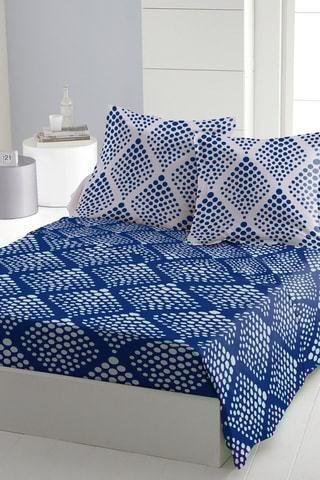Parure de couette en coton 57 fils/cm² Fibula - Bleu marine et blanc