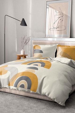 Parure de couette en coton 57 fils/cm² Lonsdale - Blanc et ocre