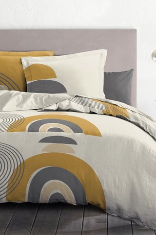 Parure de couette en coton 57 fils/cm² Lonsdale - Blanc et ocre