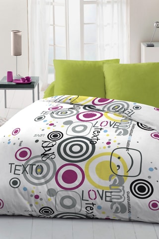 Parure de couette Texto - Blanc et vert