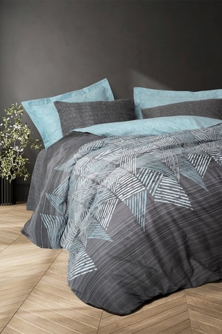 Parure de couette en coton renforcé en coton 57 fils/cm² Arel - Anthracite et bleu