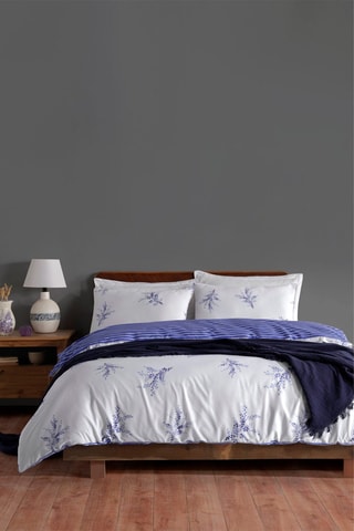 Parure de couette en coton 57 fils/cm² Meltem - Blanc et bleu