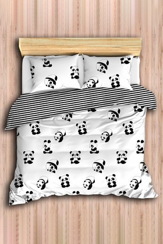 Parure de couette en coton 48 fils/cm² Panda - Blanc 