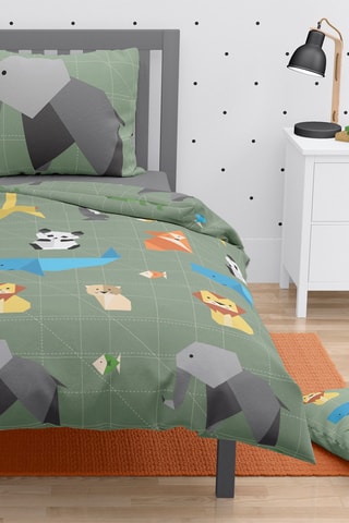 Parure de draps en coton 57 fils/cm² Origatoon - Kaki et gris