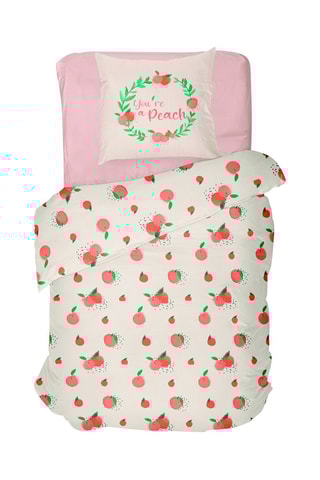 Parure de draps en coton 57 fils/cm² Peachy Pastel - Blanc