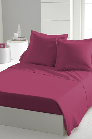 2 draps-plats en coton 75 fils/cm² - Gris clair et Fuchsia