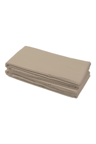 2 draps-plats en coton 75 fils/cm² - Bleu et beige foncé