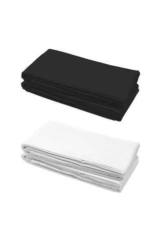 2 draps plats en coton 57 fils/cm² - Noir et blanc