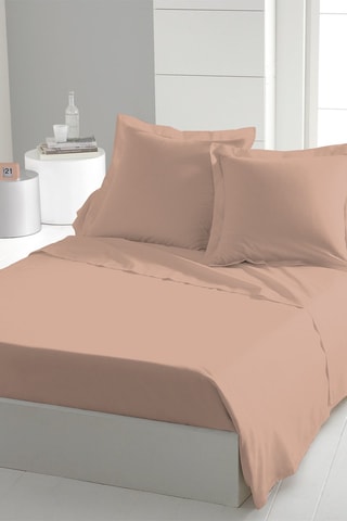2 draps plats en coton 57 fils/cm² - Rose et bleu