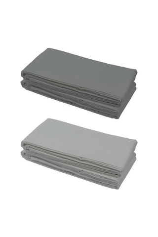 2 draps plats en coton 57 fils/cm² - Gris clair et gris foncé