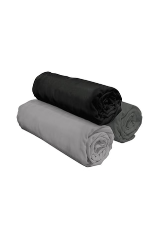 3 draps housses en coton 57 fils/cm² - Noir et gris