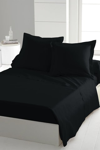 2 draps plats en coton 57 fils/cm² - Noir et et gris foncé