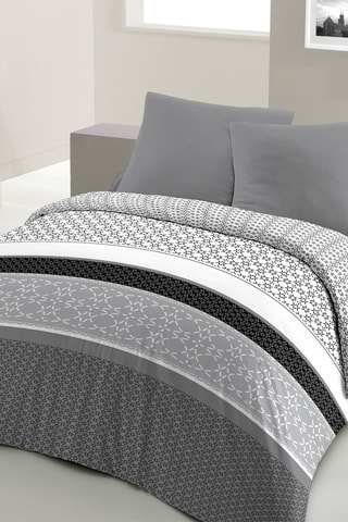 Parure de couette en microfibre Diffus - Gris et blanc