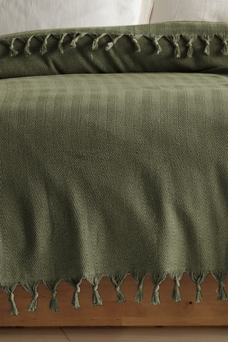 Jeté de canapé Berlino en coton recyclé - 280 g/cm² - Kaki - 200 x 220 cm