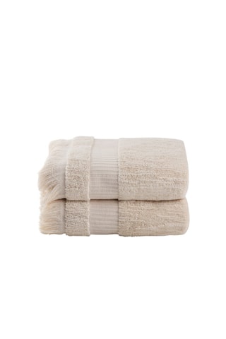 2 serviettes de toilette - Beige - 50 x 90 cm