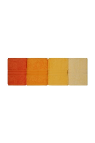 4 serviettes de toilette  - Orange et jaune - 50 x 90 cm