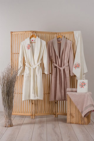 Ensemble de bain en bambou - Ecru et capuccino