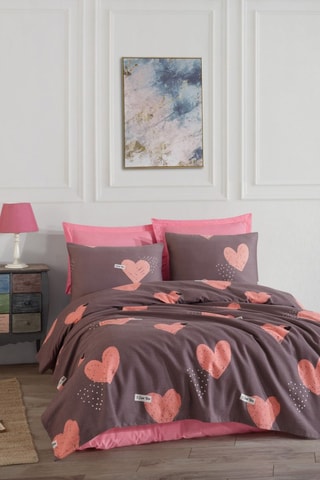 Couvre-lit Jana - Taupe et rose