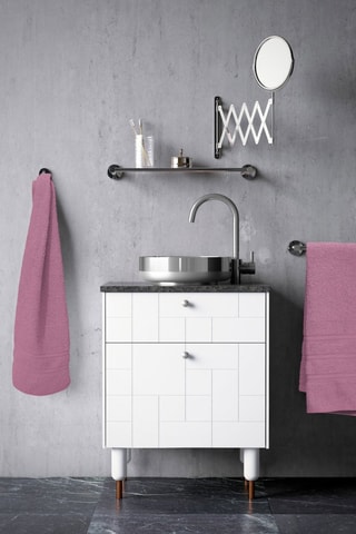 5 serviettes de toilette Le temps d'un bain - Rose poudré - 50 x 100 cm