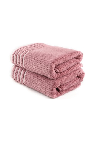 2 draps de douche - Rose - 75 x 150 cm