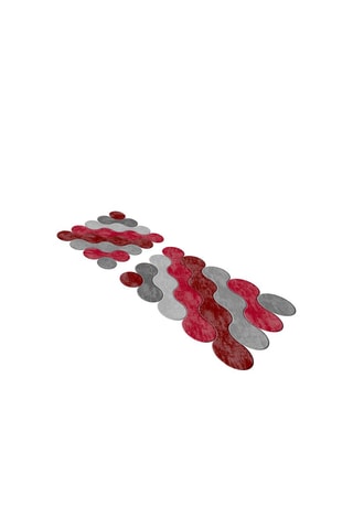 2 tapis de bain - Gris et rouge - 50 x 60 cm / 60 x 100 cm