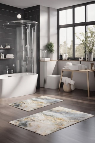 2 tapis de bain - Beige - 40 x 60 / 60 x 100 cm