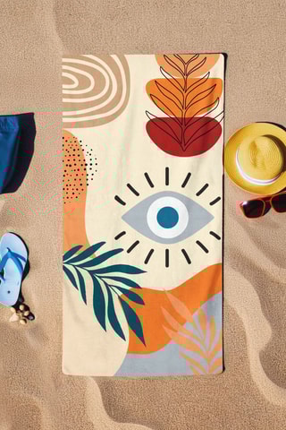 Drap de plage - Beige et orange - 75 x 150 cm