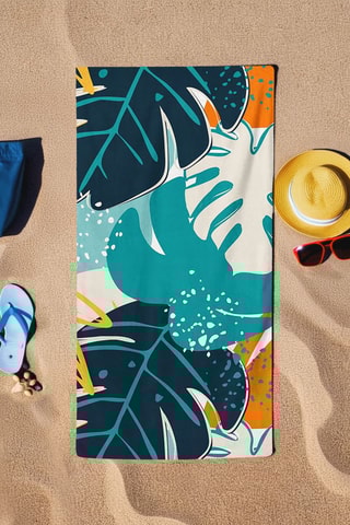 Drap de plage - Bleu et orange - 75 x 150 cm