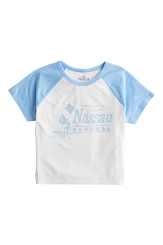 T-shirt - Branco e azul-celeste