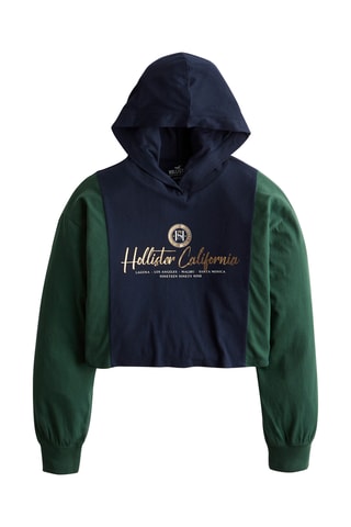 Sweat com capuz - Azul-marinho e verde-escuro