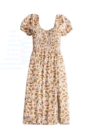 Vestido direito - Cru e vermelho-tijolo