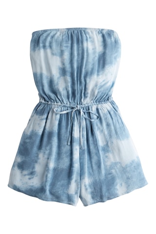 Macacão curto caicai tie and dye - Azul-celeste