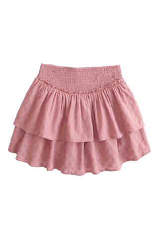 Saia com folhos - Rosa-maquilhagem