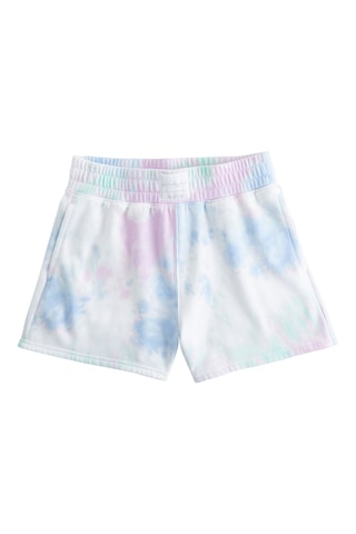 Calções tie and dye - Branco e azul-celeste