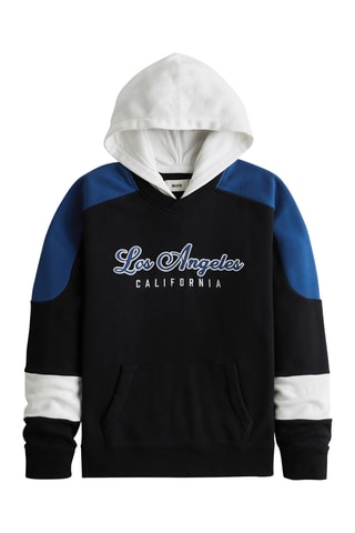 Sweat com capuz - Preto e azul-cobalto