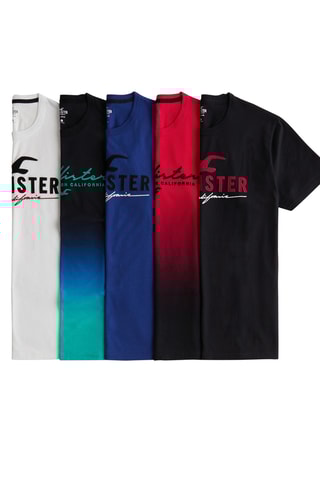 5 t-shirts - Branco, preto e azul-marinho