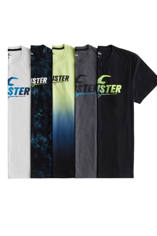 5 t-shirts - Branco e azul-cobalto