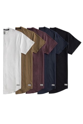 5 t-shirts - Branco e azul-noite