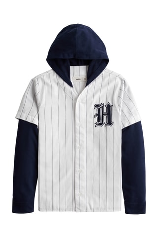 Camisa efeito ilusório - Branco e azul-marinho