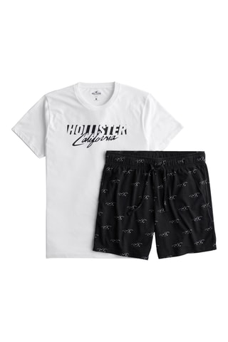 T-shirt et short de bain - Blanc et noir