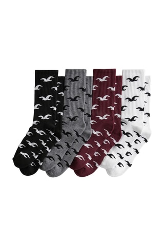 4 pares de meias - Branco e bordô