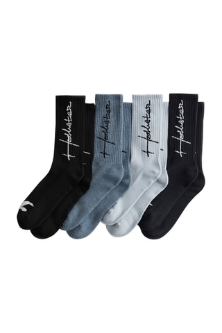 4 pares de meias - Preto e azul-claro