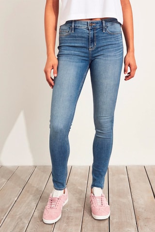 Calças de ganga skinny cintura alta - Azul-claro