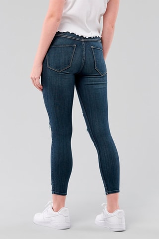 Calças de ganga slim 7/8 - Azul-escuro