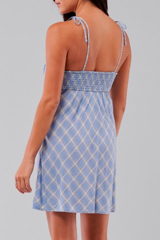 Vestido trapézio - Azul-celeste e branco