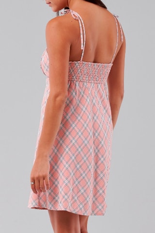 Vestido trapézio - Rosa-maquilhagem e branco