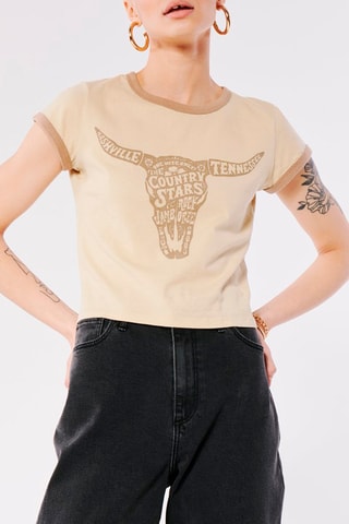 T-shirt cropped - Bege